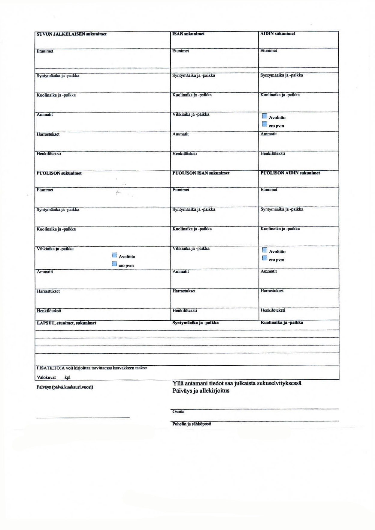 Mentut sukututkimuslomake